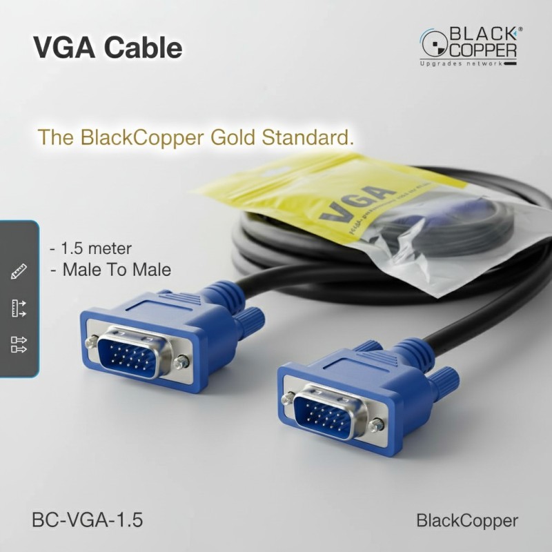 BlackCopper BC-VGA-1.5 VGA Male to Male Cable, 1.5m