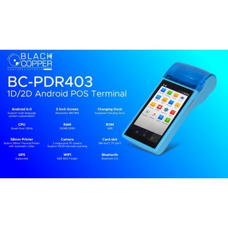 BlackCopper BC-PDR-403 Android Handheld POS Terminal with Built-in Printer
