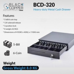 BlackCopper BCD320 Compact Cash Drawer, 5 Bill / 6 Coin