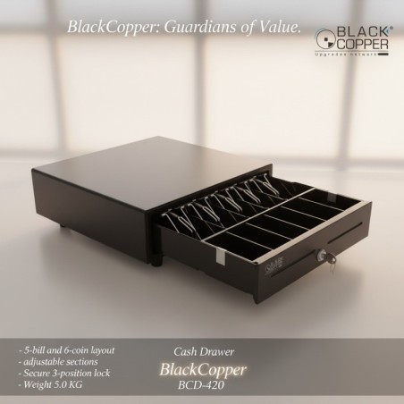 BlackCopper BCD420 POS Cash Drawer, 5 Bill / 6 Coin