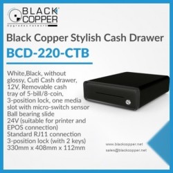 BlackCopper BCD-220CTB Stylish Cash Drawer, Black