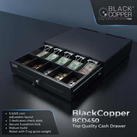 BlackCopper BCD450 Heavy Duty Cash Drawer, 5 Bill / 5 Coin