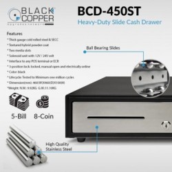 BlackCopper BCD450ST Heavy Duty Large Cash Drawer, Stainless Steel Front
