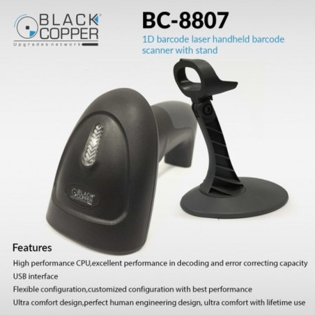 BlackCopper BC8807 1D Handheld Laser Barcode Scanner with Stand