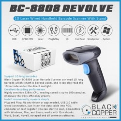 BlackCopper BC8808 1D Handheld Laser Barcode Scanner with Stand