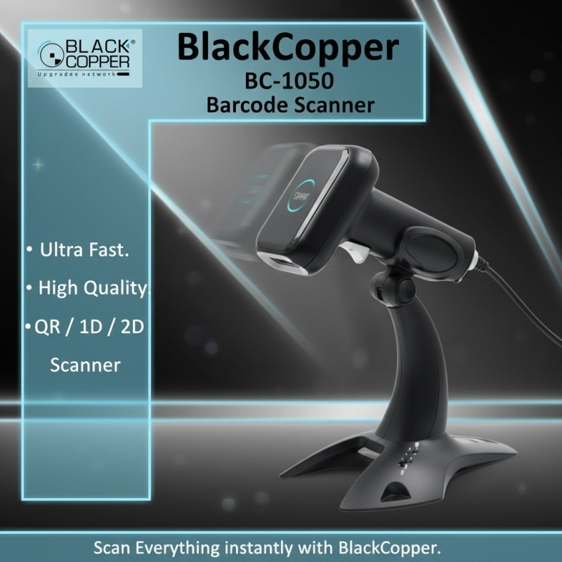 BlackCopper BC1050 1D / 2D / QR Handheld Barcode Scanner with Stand