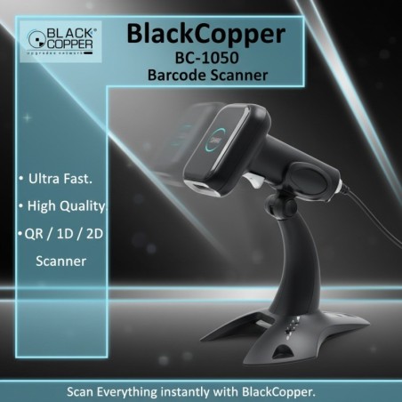 BlackCopper BC1050 1D / 2D / QR Handheld Barcode Scanner with Stand