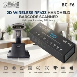 BlackCopper BCF6 1D / 2D / QR Wireless Barcode Scanner with Charging Cradle