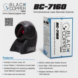 BlackCopper BC7160 1D Omnidirectional Desktop Laser Barcode Scanner