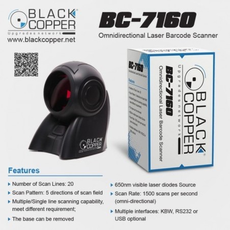BlackCopper BC7160 1D Omnidirectional Desktop Laser Barcode Scanner
