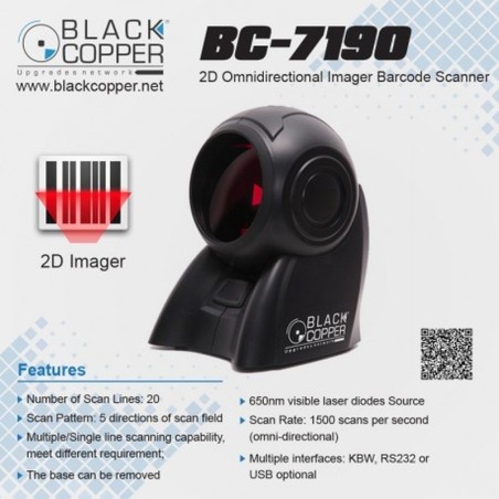 BlackCopper BC7190 1D / 2D / QR Omnidirectional Desktop Barcode Scanner