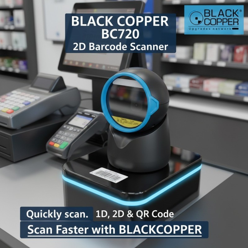 BlackCopper BC720 1D / 2D / QR Desktop Barcode Scanner