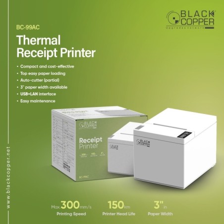 BlackCopper BC99AC-USB+LAN 80mm Thermal Receipt Printer v2, USB + LAN, Auto Cutter