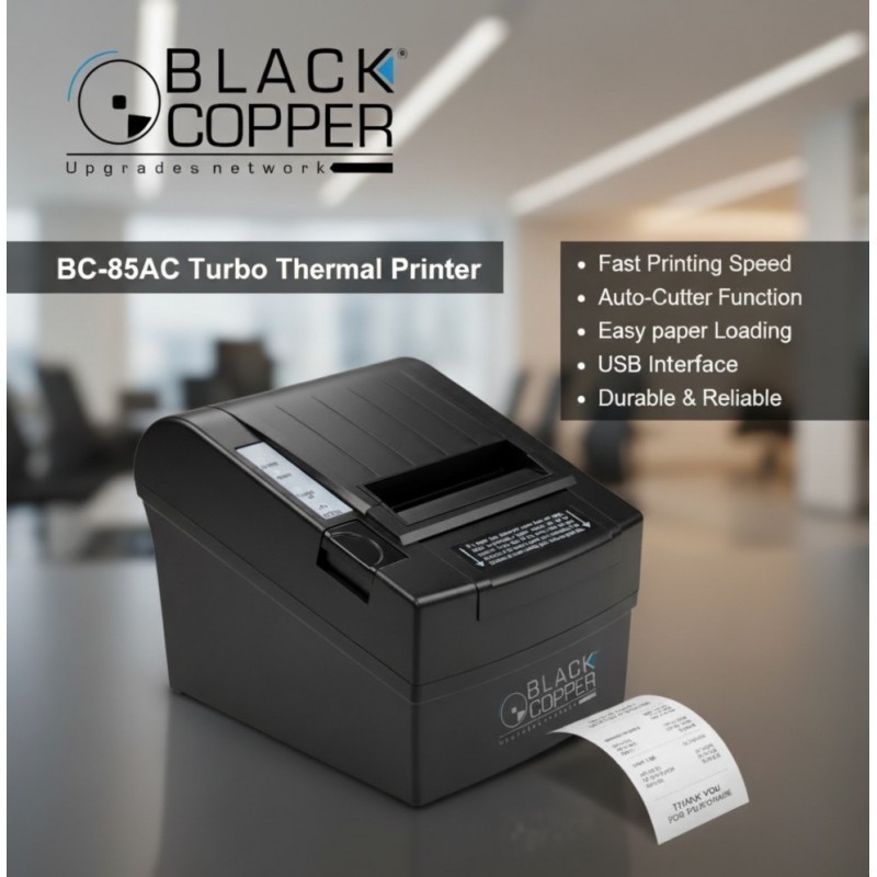 BlackCopper BC85AC 80mm Thermal Receipt Printer, USB, Auto Cutter, Black