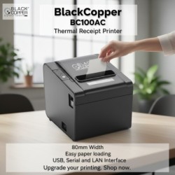 BlackCopper BC100AC 80mm Thermal Receipt Printer, USB + Serial + LAN, Auto Cutter
