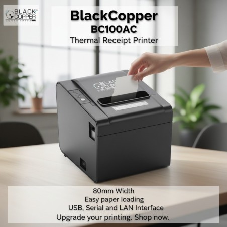BlackCopper BC100AC 80mm Thermal Receipt Printer, USB + Serial + LAN, Auto Cutter