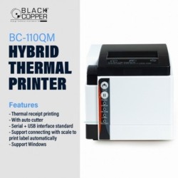 BlackCopper BC-110QM 80mm Hybrid Thermal Receipt Printer, USB + Serial, Auto Cutter