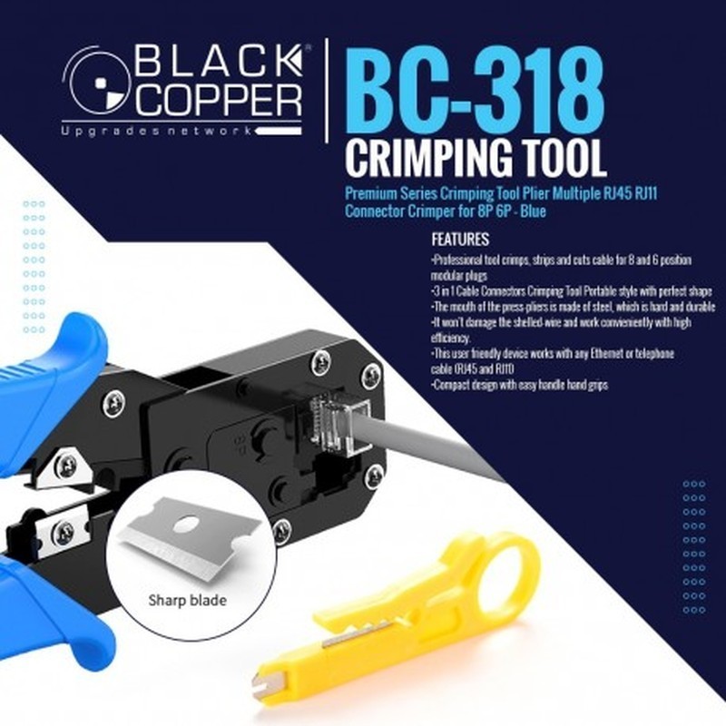 BlackCopper BC-318 Network Crimping Tool for RJ45 / RJ11 / RJ12
