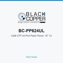 BlackCopper BC-PP624UL Cat6 UTP 24-Port Patch Panel, 19" 1U