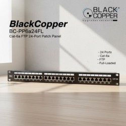 BlackCopper BC-PP6a24FL Cat6a FTP Shielded 24-Port Patch Panel, 19" 1U