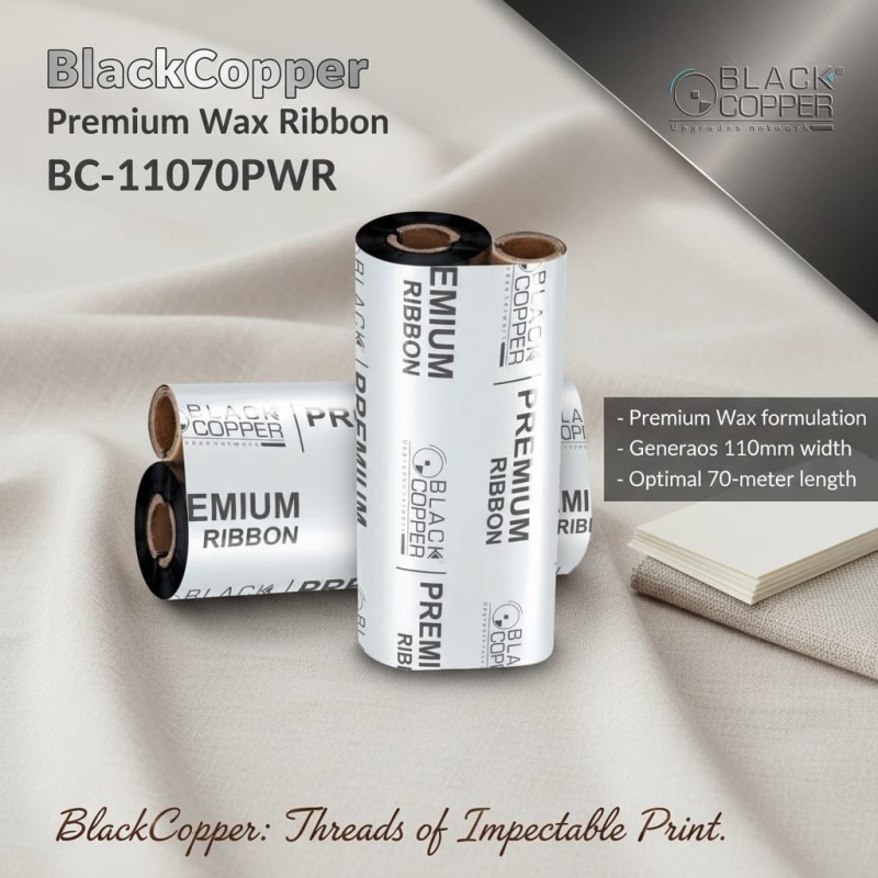 BlackCopper BC-11070PWR Wax Thermal Transfer Ribbon 110mm x 70m