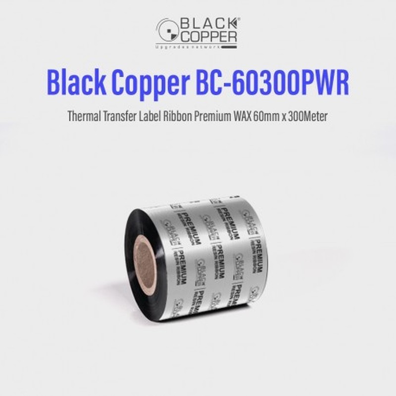 BlackCopper BC-60300PWR Wax Thermal Transfer Ribbon 60mm x 300m