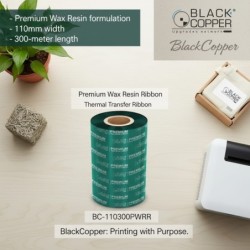 BlackCopper BC-110300PWRR Wax-Resin Thermal Transfer Ribbon 110mm x 300m