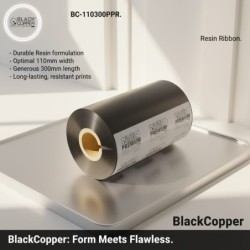 BlackCopper BC-110300PRR Resin Thermal Transfer Ribbon 110mm x 300m