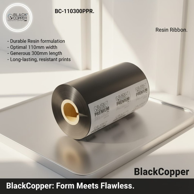 BlackCopper BC-110300PRR Resin Thermal Transfer Ribbon 110mm x 300m
