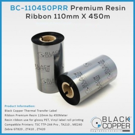 BlackCopper BC-110450PRR Resin Thermal Transfer Ribbon 110mm x 450m