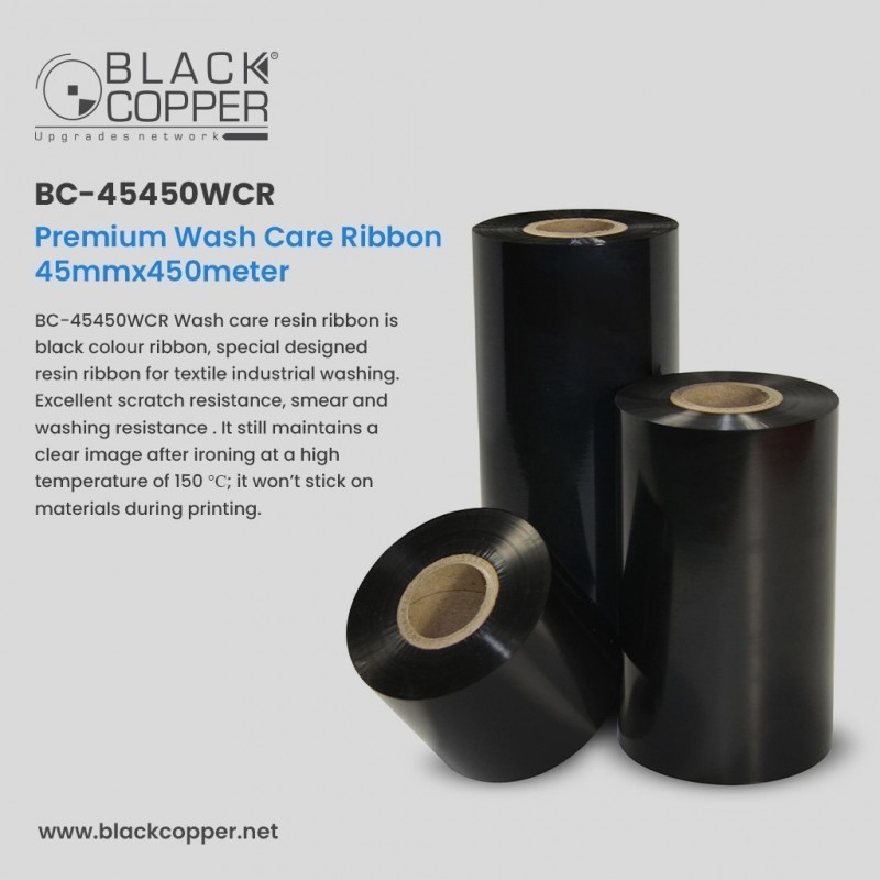 BlackCopper BC-45450WCR Wash Care Thermal Transfer Ribbon 45mm x 450m