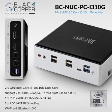 BlackCopper BC-NUC-PC-i310G Mini NUC PC, Core i3 10th Gen, 4GB RAM, 500GB