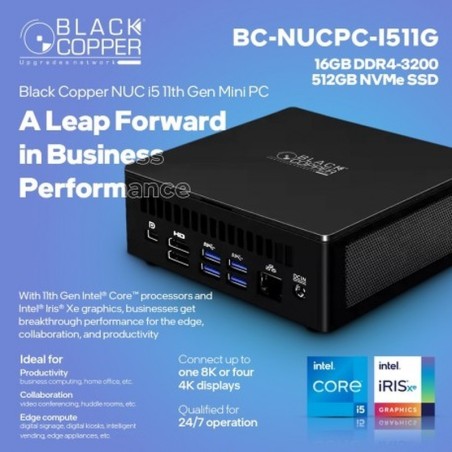 BlackCopper BC-NUC-PC-I511G Mini NUC PC, Core i5 11th Gen, 8GB RAM, 512GB SSD