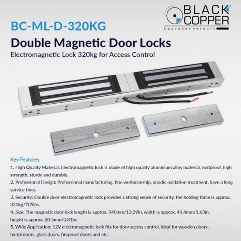 BlackCopper BC-ML-D-320KG Double Door Magnetic Lock, 320kg