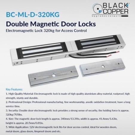 BlackCopper BC-ML-D-320KG Double Door Magnetic Lock, 320kg