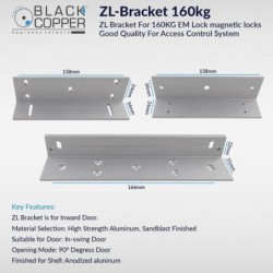 BlackCopper ZL-Bracket-160KG ZL Bracket Set for 160kg Magnetic Lock (Glass Door)