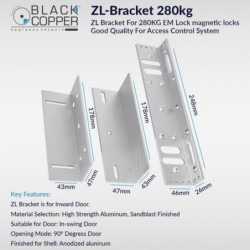 BlackCopper ZL-Bracket-280KG ZL Bracket Set for 280kg Magnetic Lock (Glass Door)