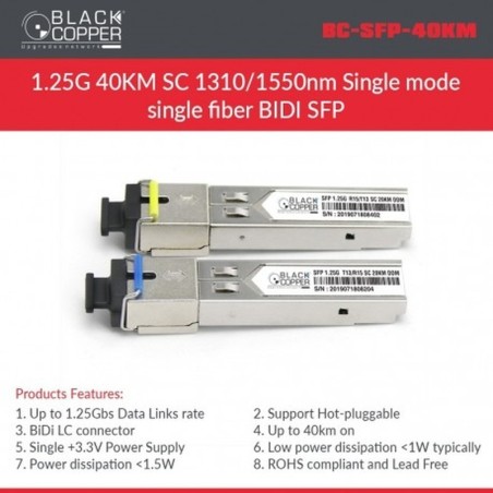 BlackCopper BC-SFP-40KM 1.25G Single Mode BiDi SFP Module 1310/1550nm, 40km