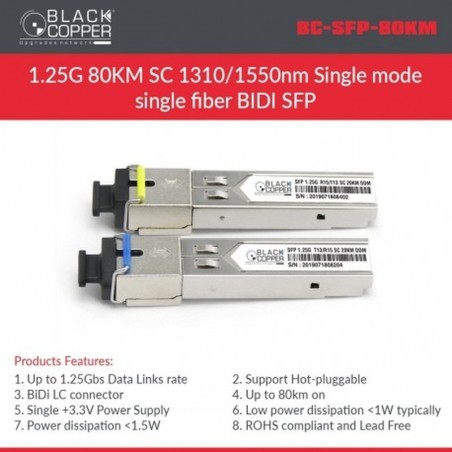 BlackCopper BC-SFP-80KM 1.25G Single Mode BiDi SFP Module 1310/1550nm, 80km