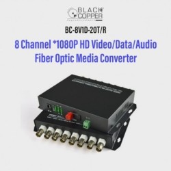 BlackCopper BC-8V1D-20T/R 8-Channel CCTV Video Fiber Media Converter with Data (PTZ)