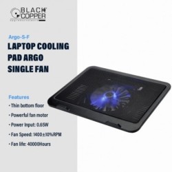 BlackCopper Argo-S-F Laptop Cooling Pad, Single Fan