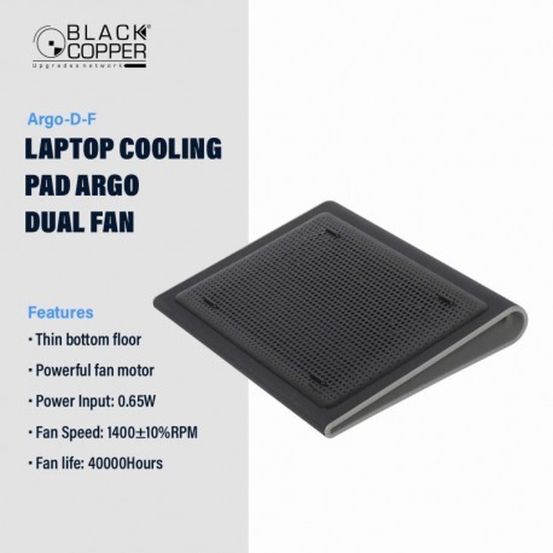 BlackCopper Argo-D-F Laptop Cooling Pad, Dual Fan