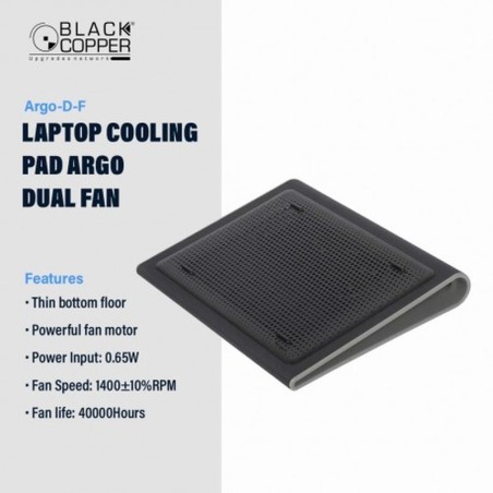 BlackCopper Argo-D-F Laptop Cooling Pad, Dual Fan