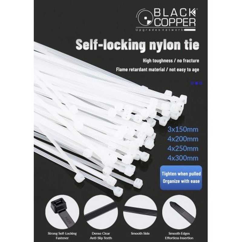 BlackCopper CT-8inch Nylon Cable Ties, 8" (Pack of 100)