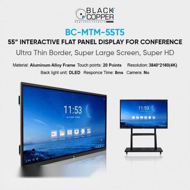 BlackCopper BC-MTM-55T5 55" Interactive Flat Panel Display, 4K, Android, 8GB RAM / 128GB