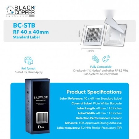 BlackCopper BCSTB RF 8.2MHz EAS Soft Label, 40 x 40mm