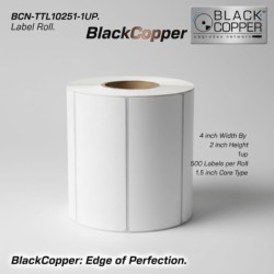 BlackCopper BC-TTL-4x2-1up Thermal Transfer Barcode Label Roll 4" x 2", 1-Up, 500 Labels, 1.5" Core