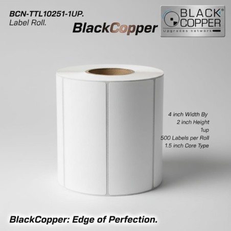 BlackCopper BC-TTL-4x2-1up Thermal Transfer Barcode Label Roll 4" x 2", 1-Up, 500 Labels, 1.5" Core