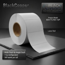 BlackCopper BC-TTL-3x2-1up Thermal Transfer Barcode Label Roll 3" x 2", 1-Up, 500 Labels, 1.5" Core