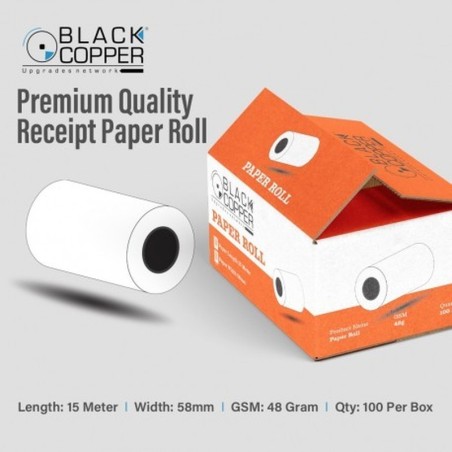 BlackCopper BC-W58xL15 Thermal Receipt Paper Roll 58mm x 15m